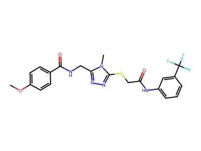 4-methoxy-N-({4-methyl-5-[(2-oxo-2-{[3-(trifluoromethyl)phenyl]amino}ethyl)sulfanyl]-4H-1,2,4-triazol-3-yl}methyl)benzamide structure