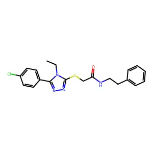 2-{[5-(4-chlorophenyl)-4-ethyl-4H-1,2,4-triazol-3-yl]sulfanyl}-N-(2-phenylethyl)acetamide structure