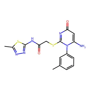 2-[6-amino-1-(3-methylphenyl)-4-oxopyrimidin-2-yl]sulfanyl-N-(5-methyl-1,3,4-thiadiazol-2-yl)acetamide structure