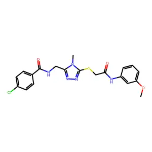 4-chloro-N-[[5-[2-(3-methoxyanilino)-2-oxoethyl]sulfanyl-4-methyl-1,2,4-triazol-3-yl]methyl]benzamide structure
