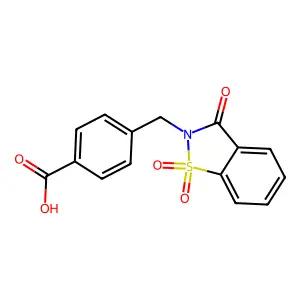 4-[(1,1-dioxido-3-oxo-1,2-benzisothiazol-2(3H)-yl)methyl]benzoic acid structure