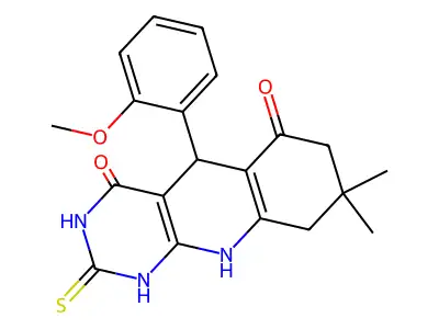 2,3,5,8,9,10-Hexahydro-5-(2-methoxyphenyl)-8,8-dimethyl-2-thioxopyrimido[4,5-b]quinoline-4,6(1H,7H)-dione structure