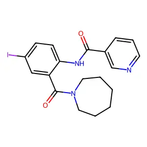 N-[2-(azepane-1-carbonyl)-4-iodophenyl]pyridine-3-carboxamide structure