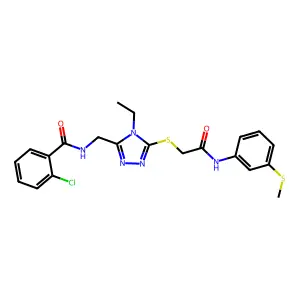 2-chloro-N-({4-ethyl-5-[(2-{[3-(methylsulfanyl)phenyl]amino}-2-oxoethyl)sulfanyl]-4H-1,2,4-triazol-3-yl}methyl)benzamide structure