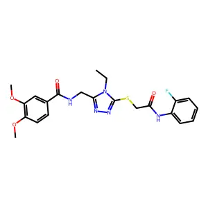 N-[[4-ethyl-5-[2-(2-fluoroanilino)-2-oxoethyl]sulfanyl-1,2,4-triazol-3-yl]methyl]-3,4-dimethoxybenzamide structure