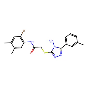 2-[[4-amino-5-(3-methylphenyl)-1,2,4-triazol-3-yl]sulfanyl]-N-(2-bromo-4,5-dimethylphenyl)acetamide structure