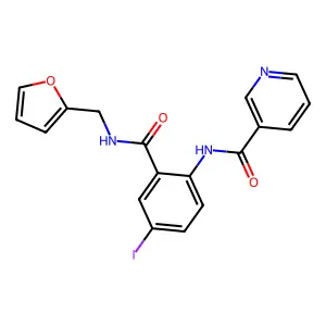 N-[2-(furan-2-ylmethylcarbamoyl)-4-iodophenyl]pyridine-3-carboxamide structure