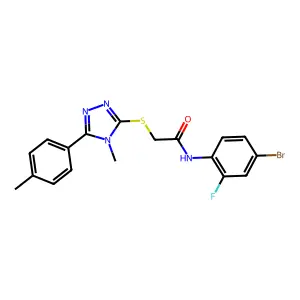 N-(4-bromo-2-fluorophenyl)-2-[[4-methyl-5-(4-methylphenyl)-1,2,4-triazol-3-yl]sulfanyl]acetamide structure