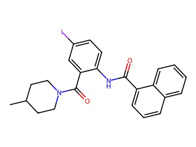 N-[4-iodo-2-(4-methylpiperidine-1-carbonyl)phenyl]naphthalene-1-carboxamide structure