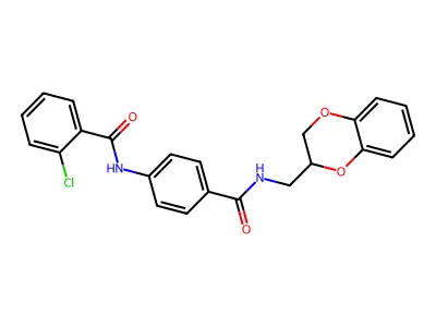 2-chloro-N-[4-(2,3-dihydro-1,4-benzodioxin-3-ylmethylcarbamoyl)phenyl]benzamide structure
