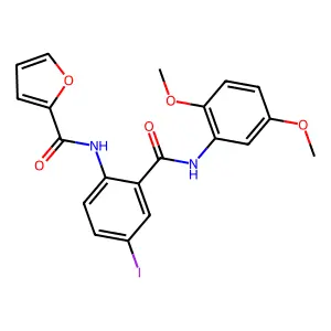 N-[2-[(2,5-dimethoxyphenyl)carbamoyl]-4-iodophenyl]furan-2-carboxamide structure