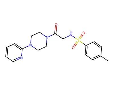 2-{[(4-Methylphenyl)sulfonyl]amino}-1-(4-(2-pyridyl)piperazinyl)ethan-1-one structure