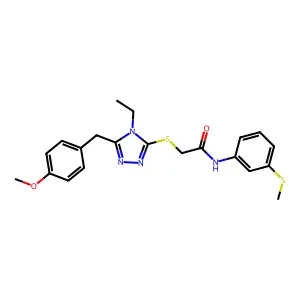 2-[[4-ethyl-5-[(4-methoxyphenyl)methyl]-1,2,4-triazol-3-yl]sulfanyl]-N-(3-methylsulfanylphenyl)acetamide structure