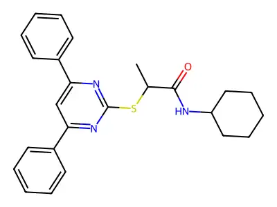 N-cyclohexyl-2-[(4,6-diphenylpyrimidin-2-yl)sulfanyl]propanamide structure