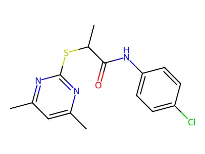 N-(4-chlorophenyl)-2-[(4,6-dimethylpyrimidin-2-yl)sulfanyl]propanamide structure