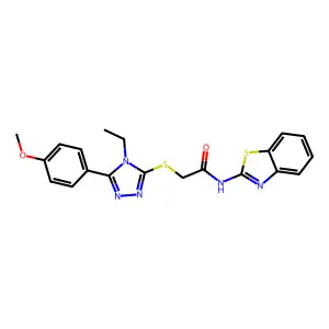 N-(1,3-benzothiazol-2-yl)-2-[[4-ethyl-5-(4-methoxyphenyl)-1,2,4-triazol-3-yl]sulfanyl]acetamide structure