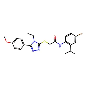 N-(4-bromo-2-propan-2-ylphenyl)-2-[[4-ethyl-5-(4-methoxyphenyl)-1,2,4-triazol-3-yl]sulfanyl]acetamide structure