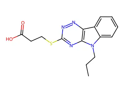 3-[(5-propyl-5H-[1,2,4]triazino[5,6-b]indol-3-yl)sulfanyl]propanoic acid structure
