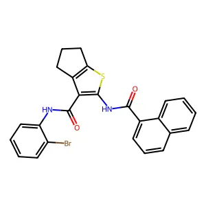 N-(2-bromophenyl)-2-(naphthalene-1-carbonylamino)-5,6-dihydro-4H-cyclopenta[b]thiophene-3-carboxamide structure