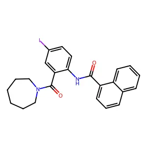 N-[2-(azepane-1-carbonyl)-4-iodophenyl]naphthalene-1-carboxamide structure