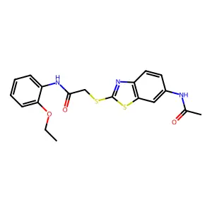 2-[(6-acetamido-1,3-benzothiazol-2-yl)sulfanyl]-N-(2-ethoxyphenyl)acetamide structure