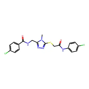 4-chloro-N-[[5-[2-(4-chloroanilino)-2-oxoethyl]sulfanyl-4-methyl-1,2,4-triazol-3-yl]methyl]benzamide structure