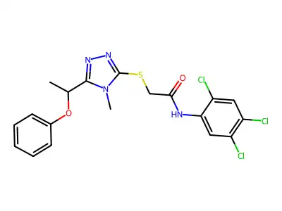 2-{[4-methyl-5-(1-phenoxyethyl)-4H-1,2,4-triazol-3-yl]sulfanyl}-N-(2,4,5-trichlorophenyl)acetamide structure
