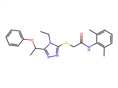 N-(2,6-dimethylphenyl)-2-[[4-ethyl-5-(1-phenoxyethyl)-1,2,4-triazol-3-yl]sulfanyl]acetamide structure