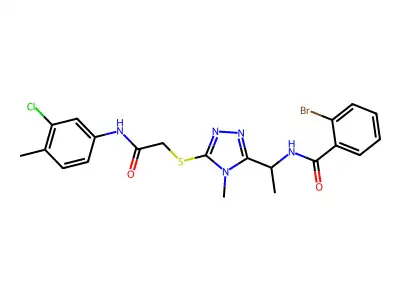 2-bromo-N-{1-[5-({2-[(3-chloro-4-methylphenyl)amino]-2-oxoethyl}sulfanyl)-4-methyl-4H-1,2,4-triazol-3-yl]ethyl}benzamide structure