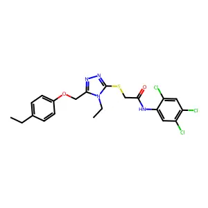 2-({4-ethyl-5-[(4-ethylphenoxy)methyl]-4H-1,2,4-triazol-3-yl}sulfanyl)-N-(2,4,5-trichlorophenyl)acetamide structure