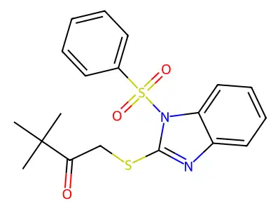 1-[1-(Benzenesulfonyl)benzimidazol-2-yl]sulfanyl-3,3-dimethylbutan-2-one structure