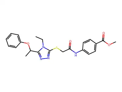 Methyl 4-[[2-[[4-ethyl-5-(1-phenoxyethyl)-1,2,4-triazol-3-yl]sulfanyl]acetyl]amino]benzoate structure