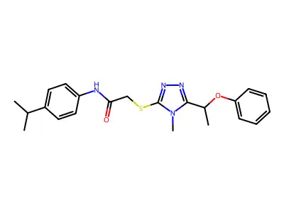 2-[[4-methyl-5-(1-phenoxyethyl)-1,2,4-triazol-3-yl]sulfanyl]-N-(4-propan-2-ylphenyl)acetamide structure