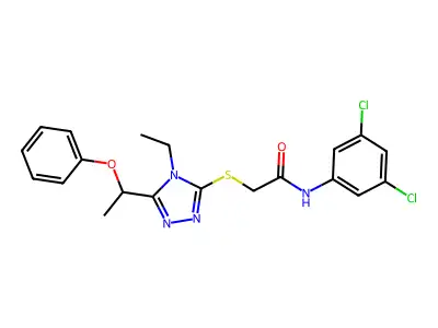 N-(3,5-dichlorophenyl)-2-[[4-ethyl-5-(1-phenoxyethyl)-1,2,4-triazol-3-yl]sulfanyl]acetamide structure