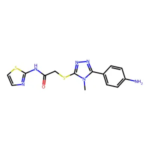 2-[[5-(4-aminophenyl)-4-methyl-1,2,4-triazol-3-yl]sulfanyl]-N-(1,3-thiazol-2-yl)acetamide structure