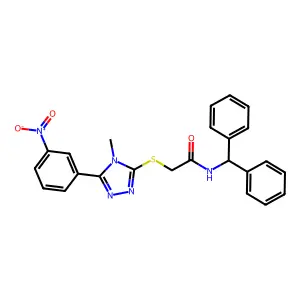 N-benzhydryl-2-[[4-methyl-5-(3-nitrophenyl)-1,2,4-triazol-3-yl]sulfanyl]acetamide structure