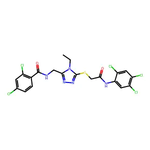 2,4-dichloro-N-[[4-ethyl-5-[2-oxo-2-(2,4,5-trichloroanilino)ethyl]sulfanyl-1,2,4-triazol-3-yl]methyl]benzamide structure