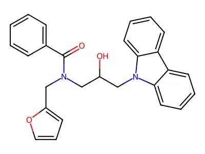 N-(3-carbazol-9-yl-2-hydroxypropyl)-N-(2-furylmethyl)benzamide structure