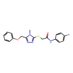 N-(4-iodophenyl)-2-[[4-methyl-5-(phenoxymethyl)-1,2,4-triazol-3-yl]sulfanyl]acetamide structure