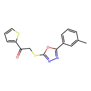 2-[[5-(3-Methylphenyl)-1,3,4-oxadiazol-2-yl]sulfanyl]-1-thiophen-2-ylethanone structure