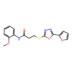 3-[[5-(furan-2-yl)-1,3,4-oxadiazol-2-yl]sulfanyl]-N-(2-methoxyphenyl)propanamide structure
