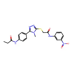 N-[4-[4-methyl-5-[2-(3-nitroanilino)-2-oxoethyl]sulfanyl-1,2,4-triazol-3-yl]phenyl]propanamide structure