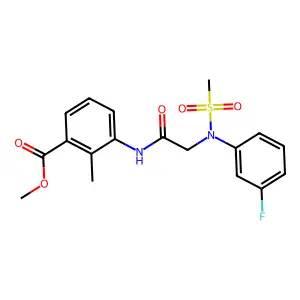 methyl 3-{[N-(3-fluorophenyl)-N-(methylsulfonyl)glycyl]amino}-2-methylbenzoate structure