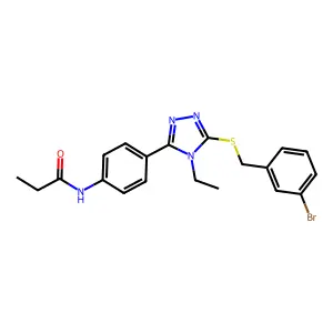 N-[4-[5-[(3-bromophenyl)methylsulfanyl]-4-ethyl-1,2,4-triazol-3-yl]phenyl]propanamide structure