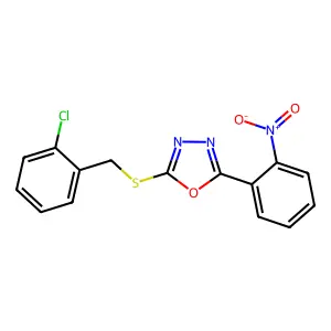 2-[(2-Chlorophenyl)methylsulfanyl]-5-(2-nitrophenyl)-1,3,4-oxadiazole structure