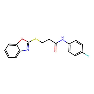 3-(1,3-benzoxazol-2-ylsulfanyl)-N-(4-fluorophenyl)propanamide structure