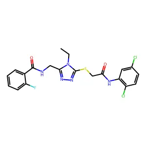 N-[[5-[2-(2,5-dichloroanilino)-2-oxoethyl]sulfanyl-4-ethyl-1,2,4-triazol-3-yl]methyl]-2-fluorobenzamide structure