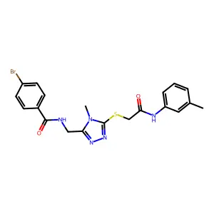 4-bromo-N-[[4-methyl-5-[2-(3-methylanilino)-2-oxoethyl]sulfanyl-1,2,4-triazol-3-yl]methyl]benzamide structure