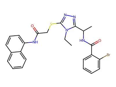 2-bromo-N-[1-(4-ethyl-5-{[2-(naphthalen-1-ylamino)-2-oxoethyl]sulfanyl}-4H-1,2,4-triazol-3-yl)ethyl]benzamide structure