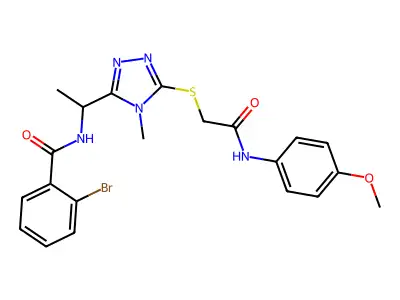 2-bromo-N-{1-[5-({2-[(4-methoxyphenyl)amino]-2-oxoethyl}sulfanyl)-4-methyl-4H-1,2,4-triazol-3-yl]ethyl}benzamide structure